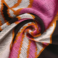 Handmade Geometric Silk Velvet Throw Pillow - 16x24, Pink And Orange Modern Design With Down Feather Insert