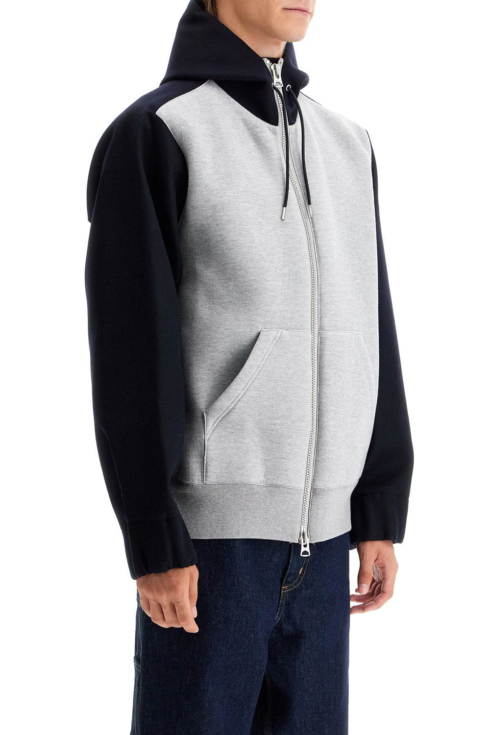 Sacai Bicolor Full Zip Hooded Sweatshirt