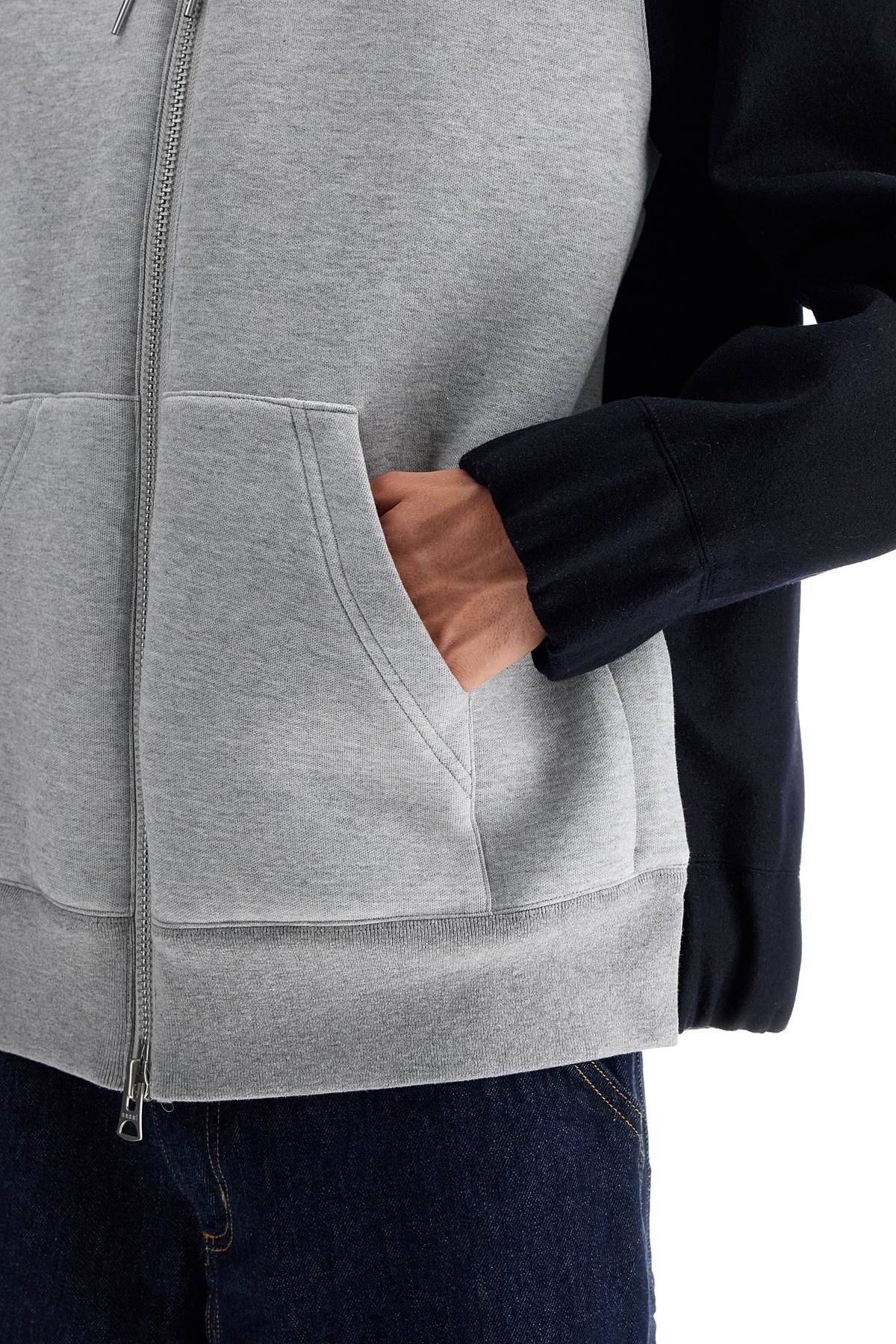 Sacai Bicolor Full Zip Hooded Sweatshirt