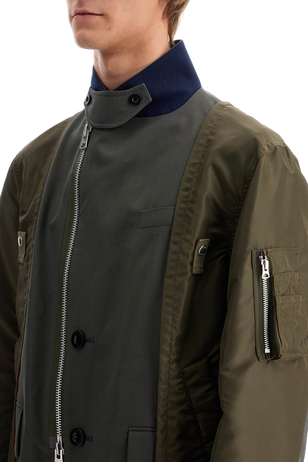 Sacai Hybrid Nylon And Wool Blend Jacket