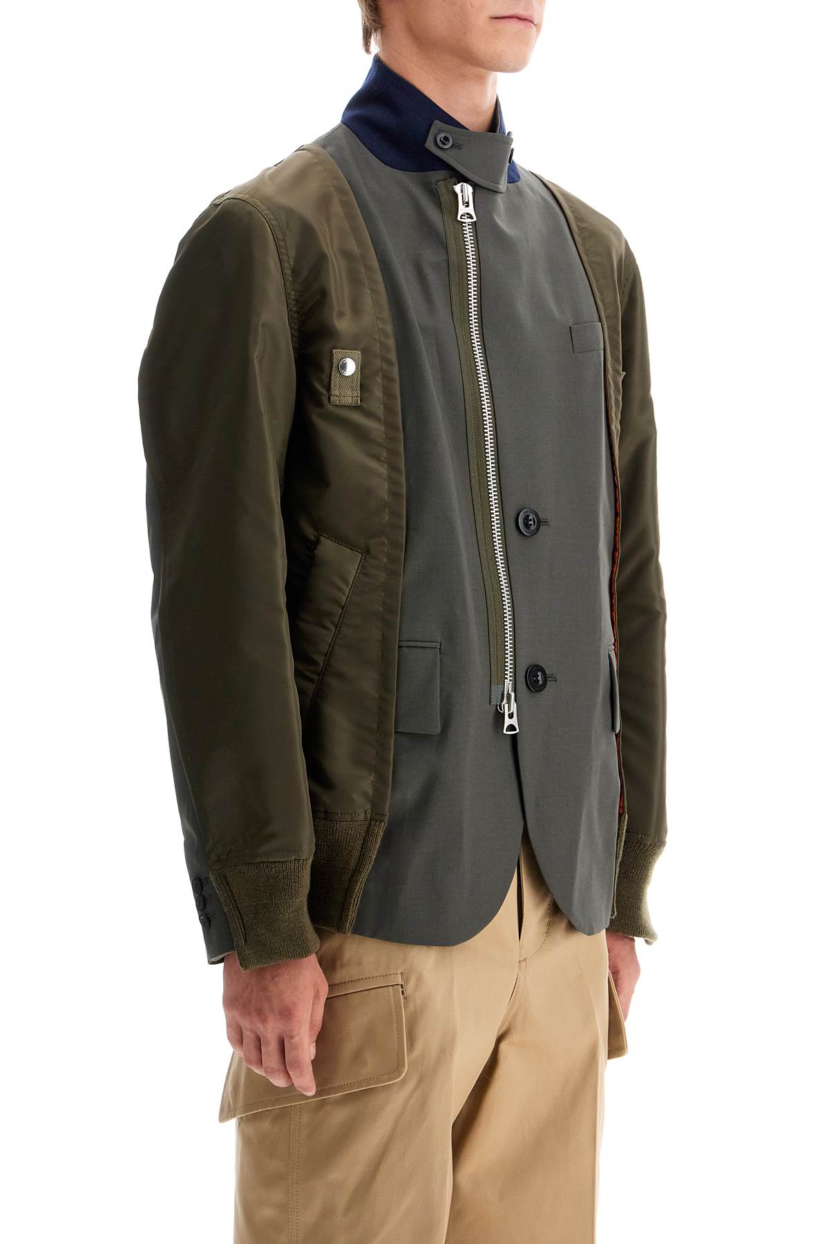 Sacai Hybrid Nylon And Wool Blend Jacket