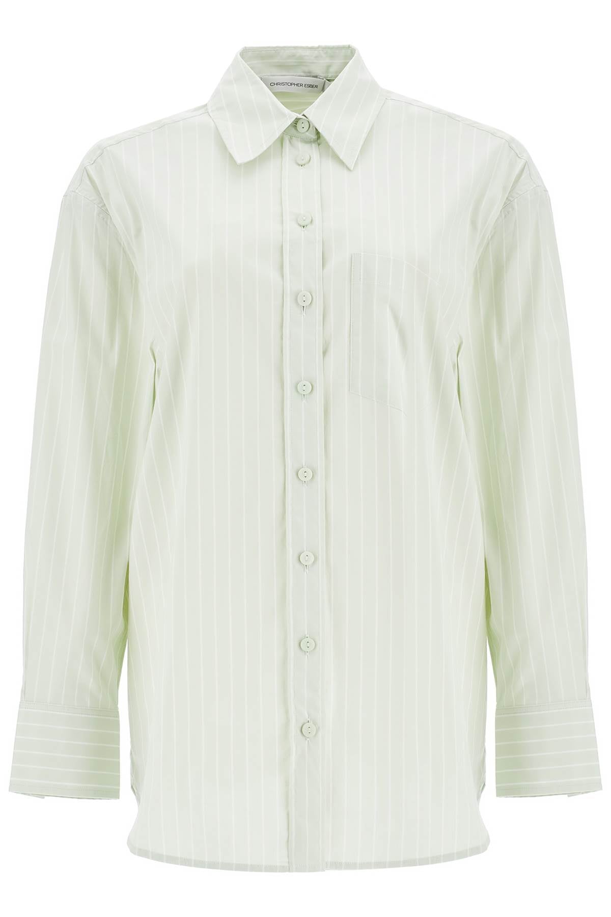 Christopher Esber Mint Green Cotton Shirt With White Stripes