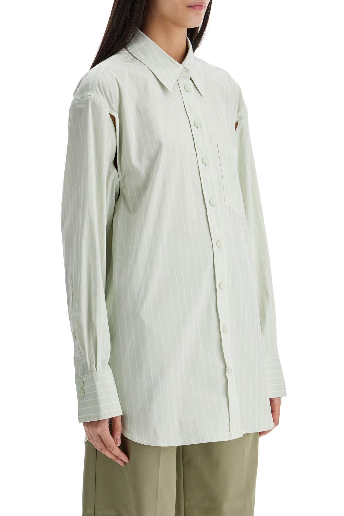 Christopher Esber Mint Green Cotton Shirt With White Stripes