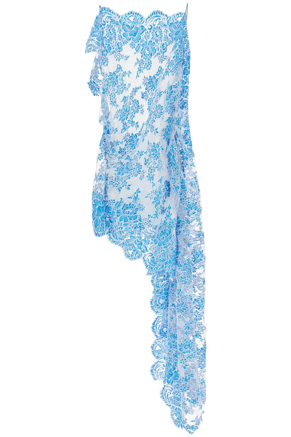 Christopher Esber Blue Lace Mini Dress With Asymmetrical Neckline