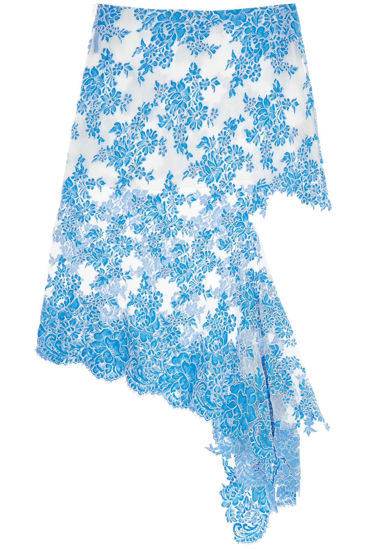 Christopher Esber Asymmetrical Blue Floral Cotton Lace Skirt