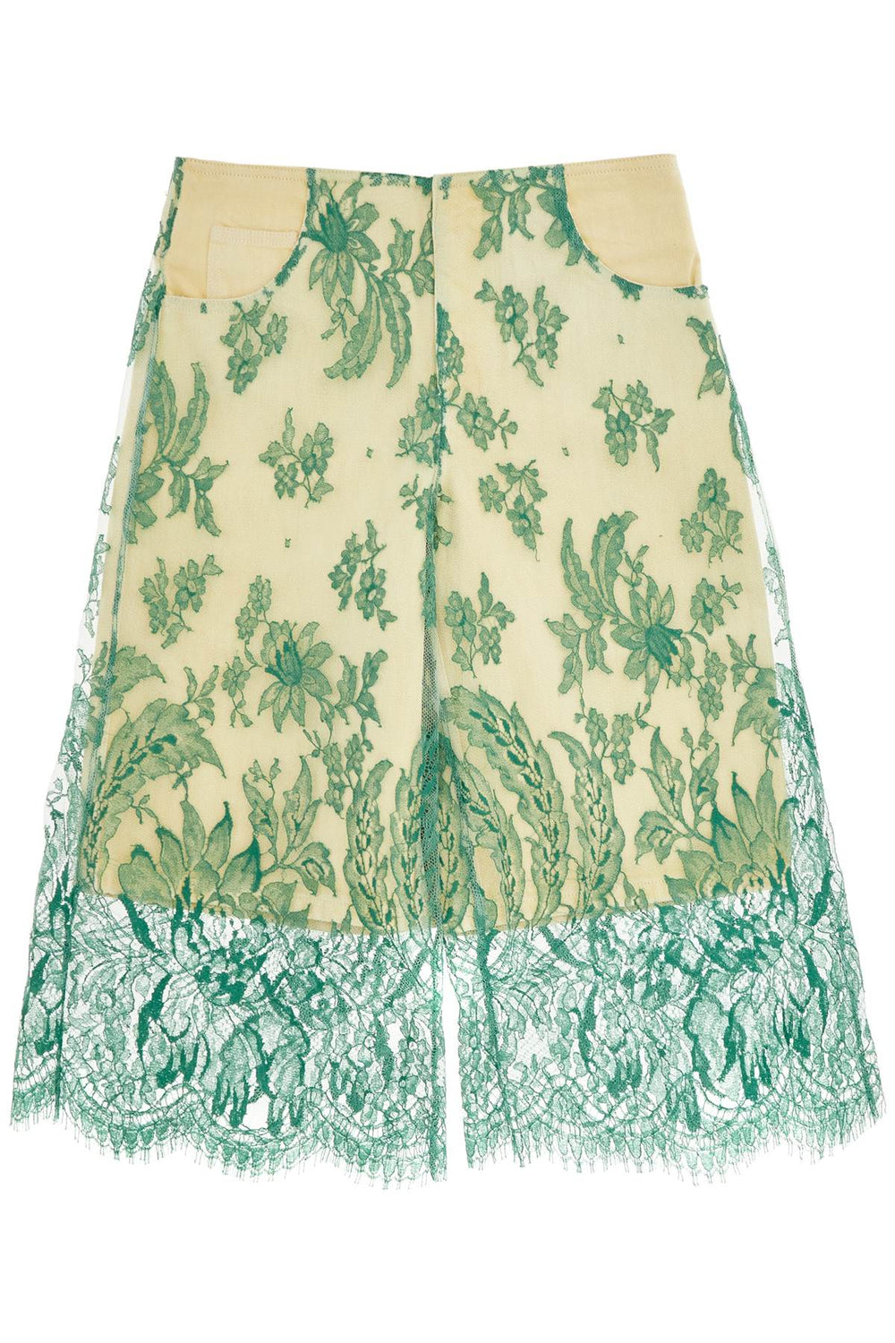 Christopher Esber Mint Green Lace Shorts With Floral Embroidery