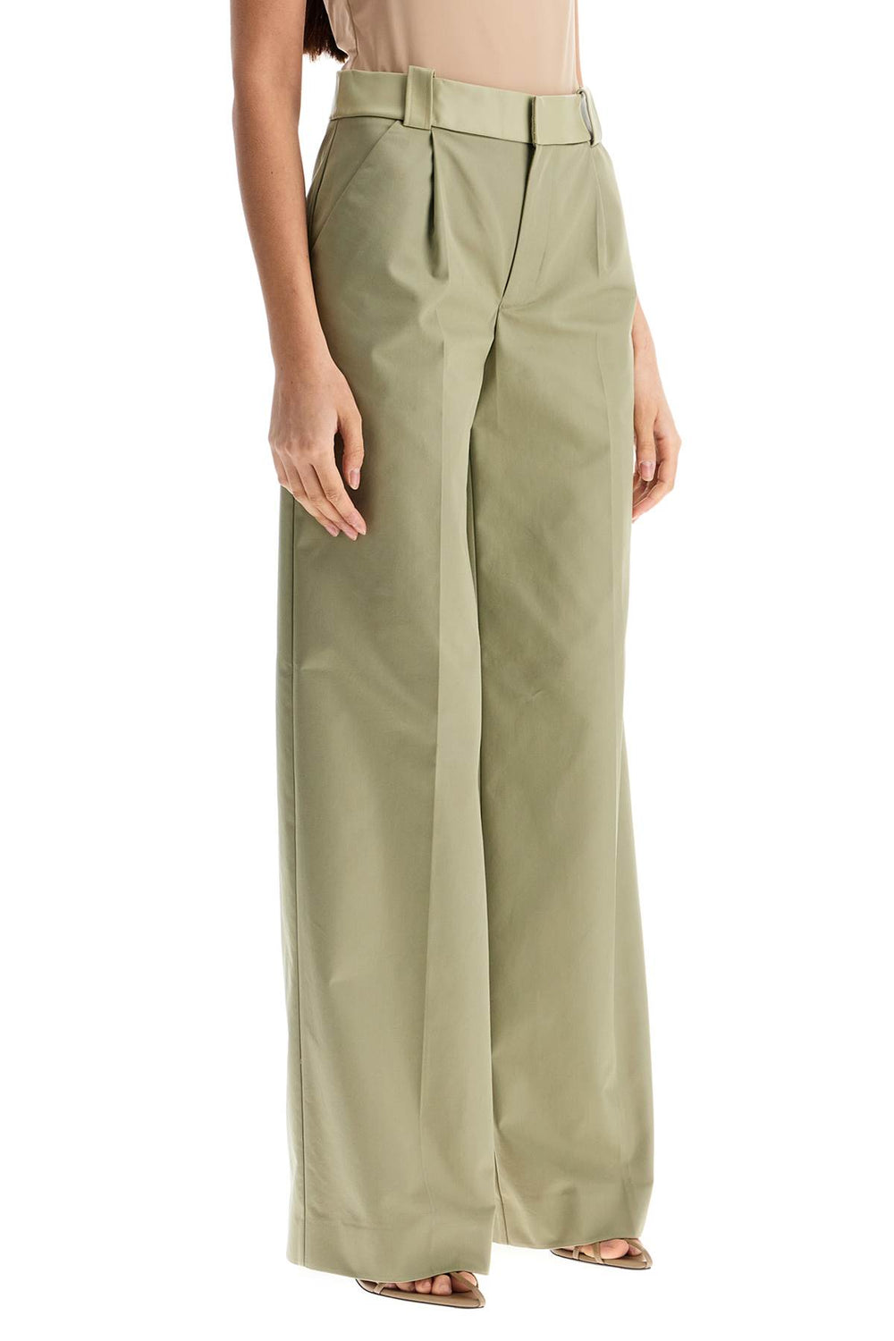 Christopher Esber Wide Leg Green Linseed Cotton Pants