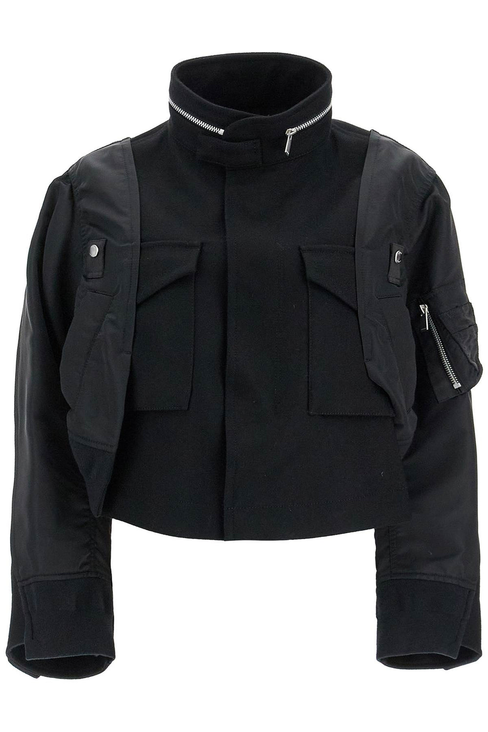 Sacai Boxy Wool And Nylon Jacket