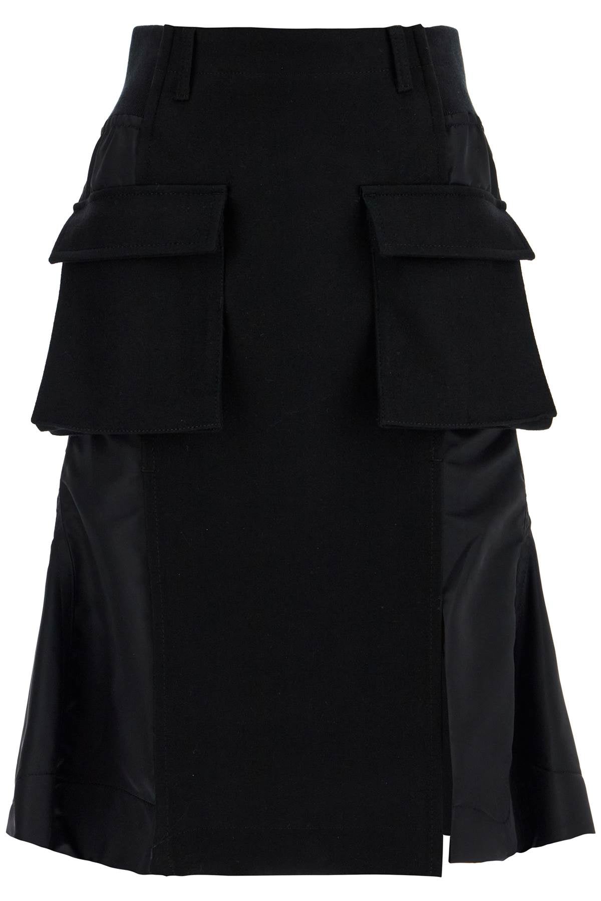 Sacai Hybrid Nylon And Wool Skirt'