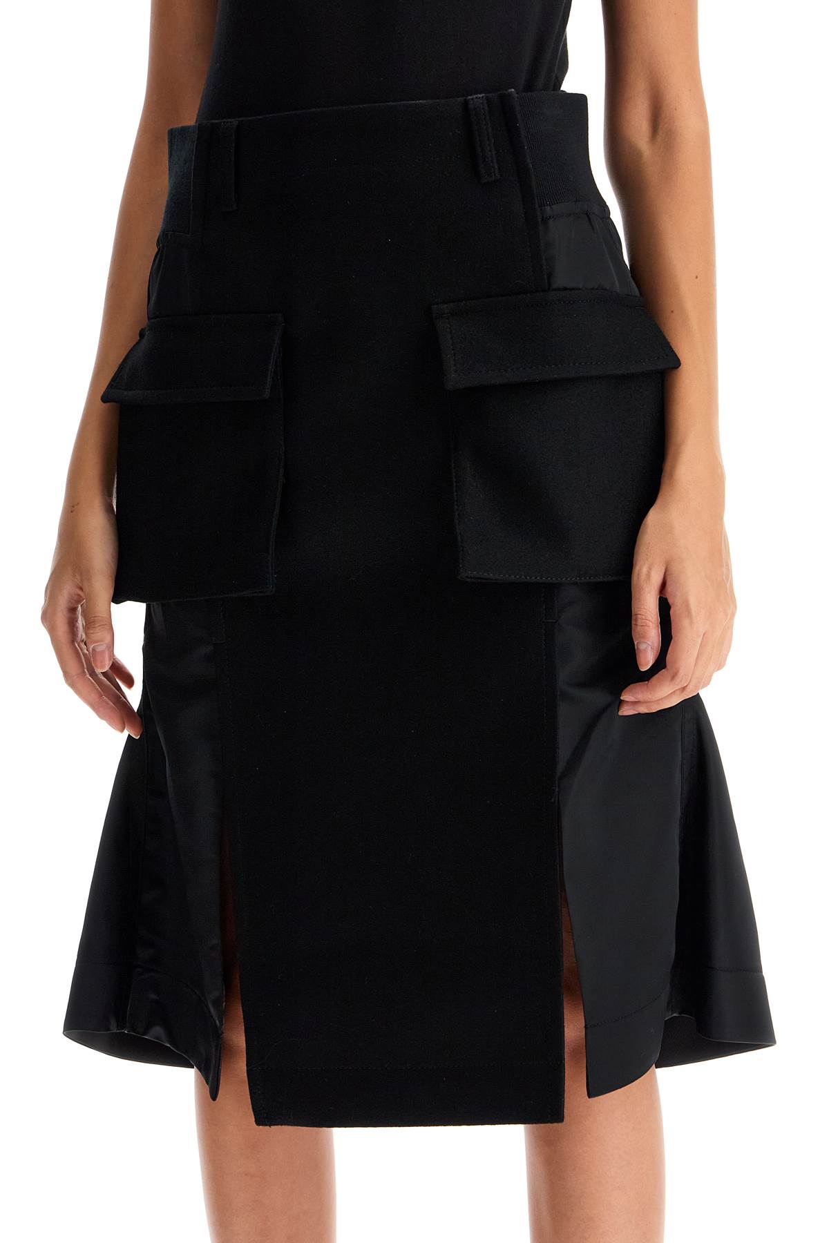 Sacai Hybrid Nylon And Wool Skirt'