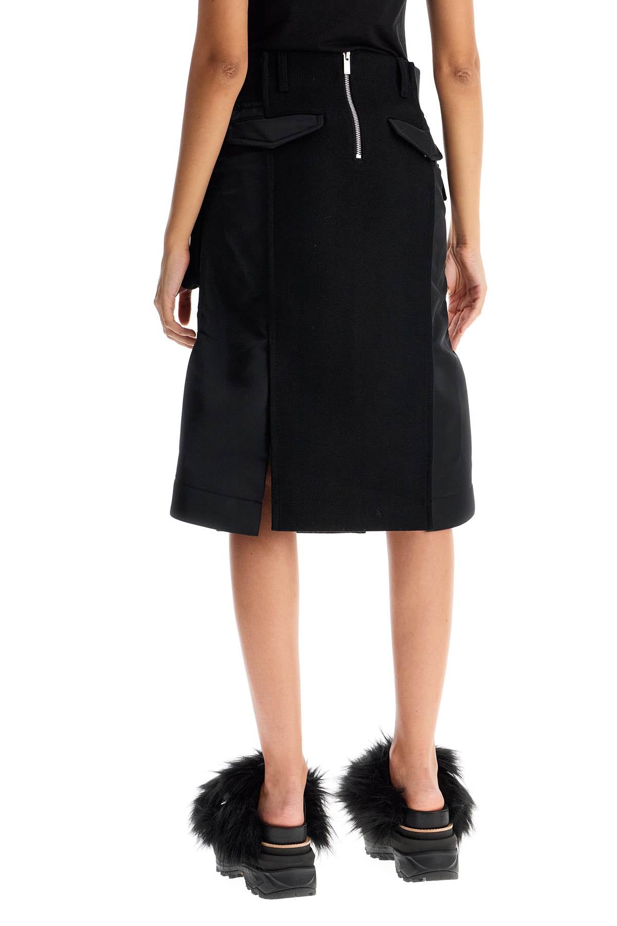 Sacai Hybrid Nylon And Wool Skirt'