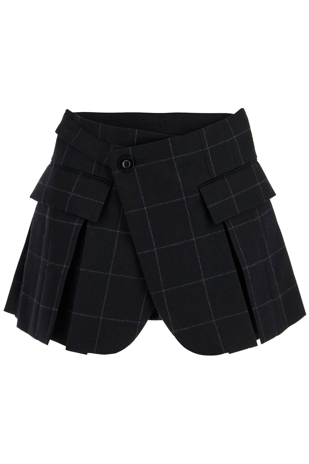 Sacai Plaid Wool Skort With Check Pattern