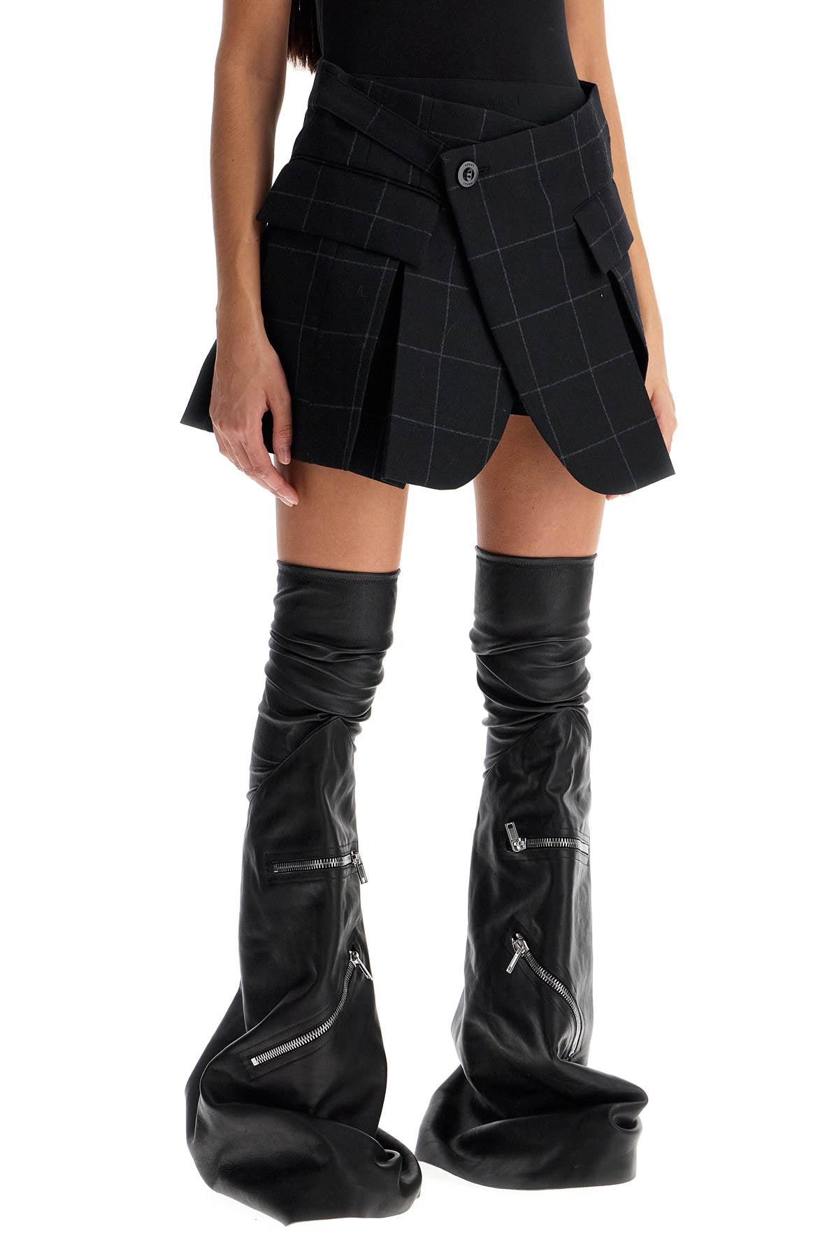 Sacai Plaid Wool Skort With Check Pattern