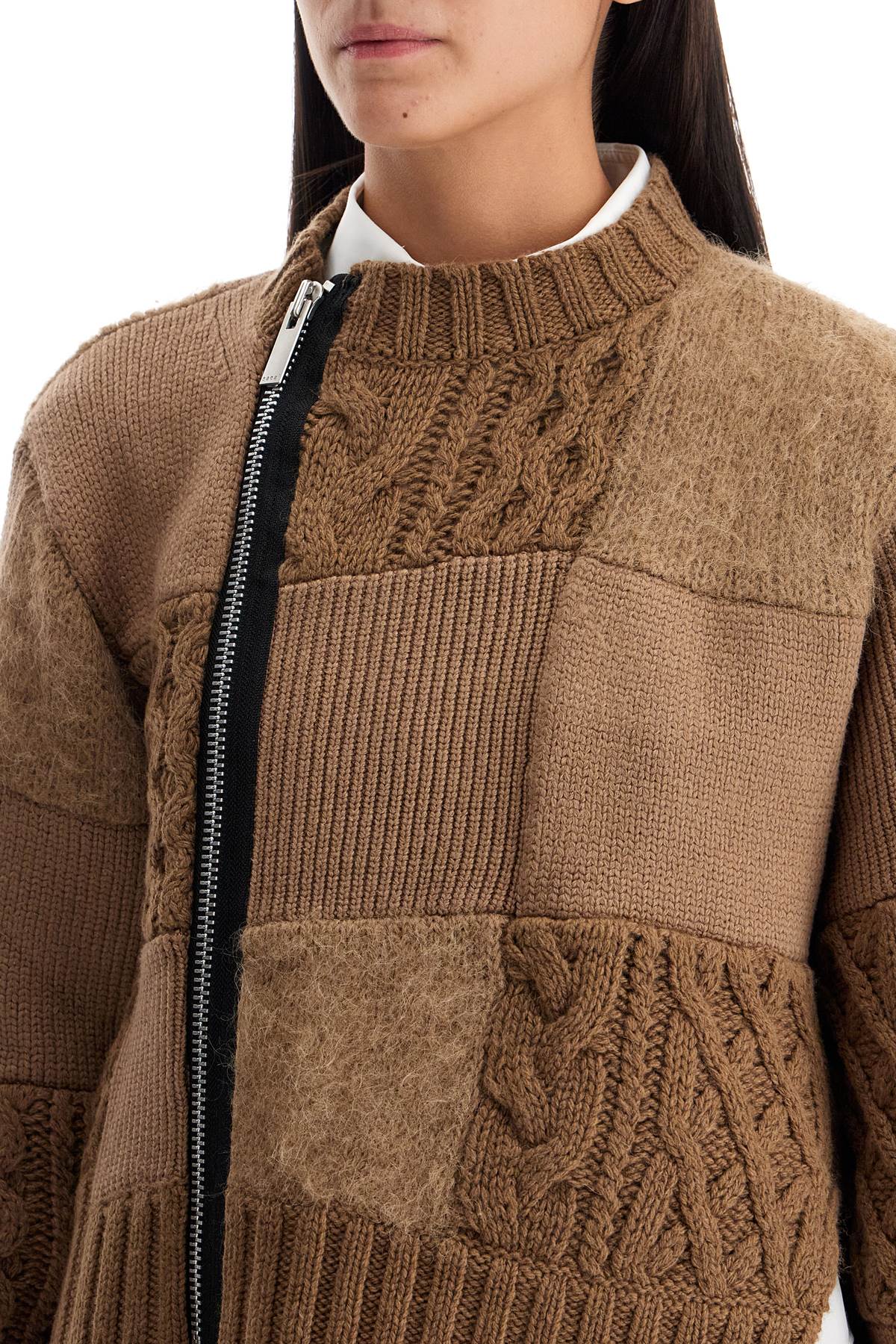 Sacai Patchwork Zip-Up Sweater