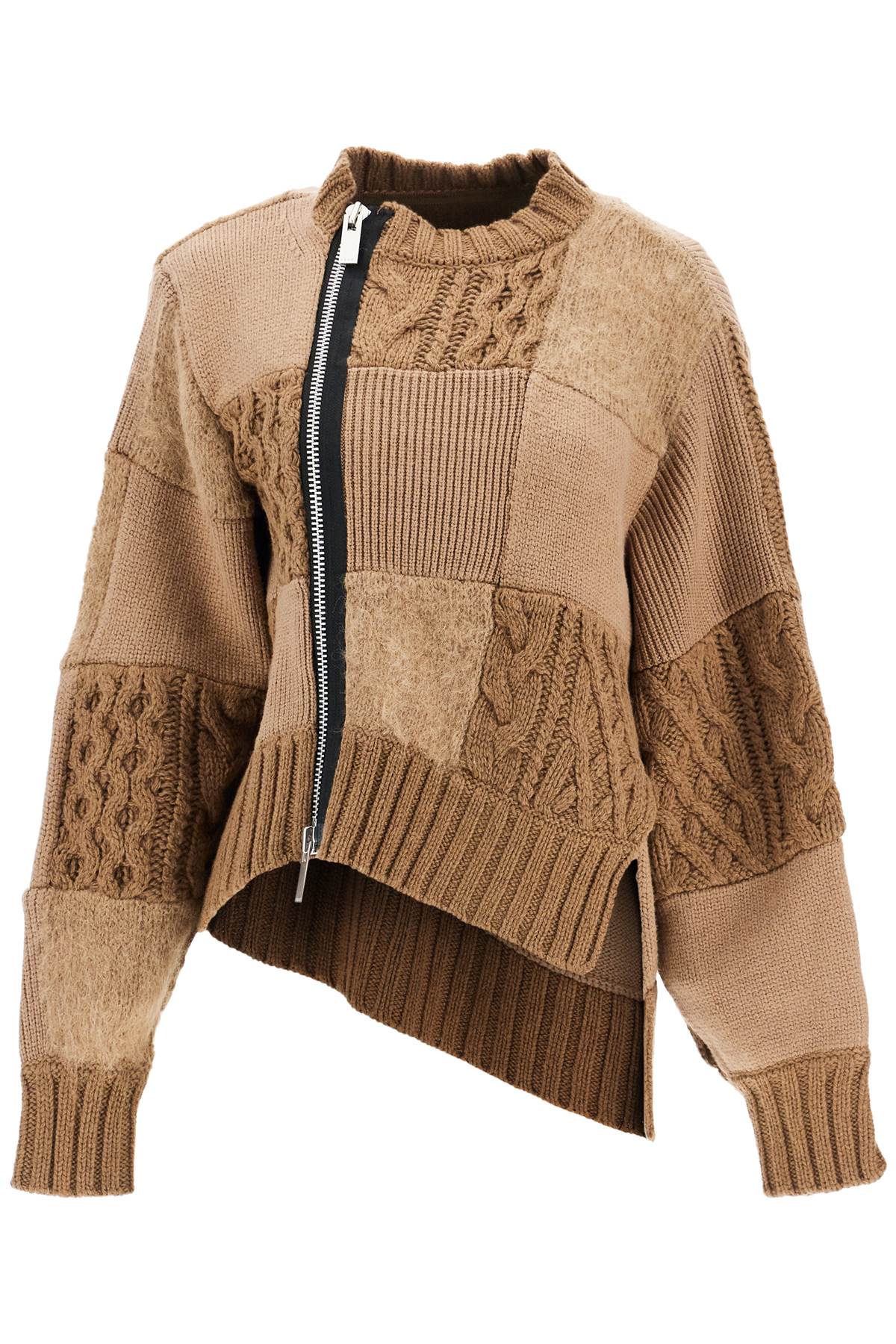 Sacai Patchwork Zip-Up Sweater