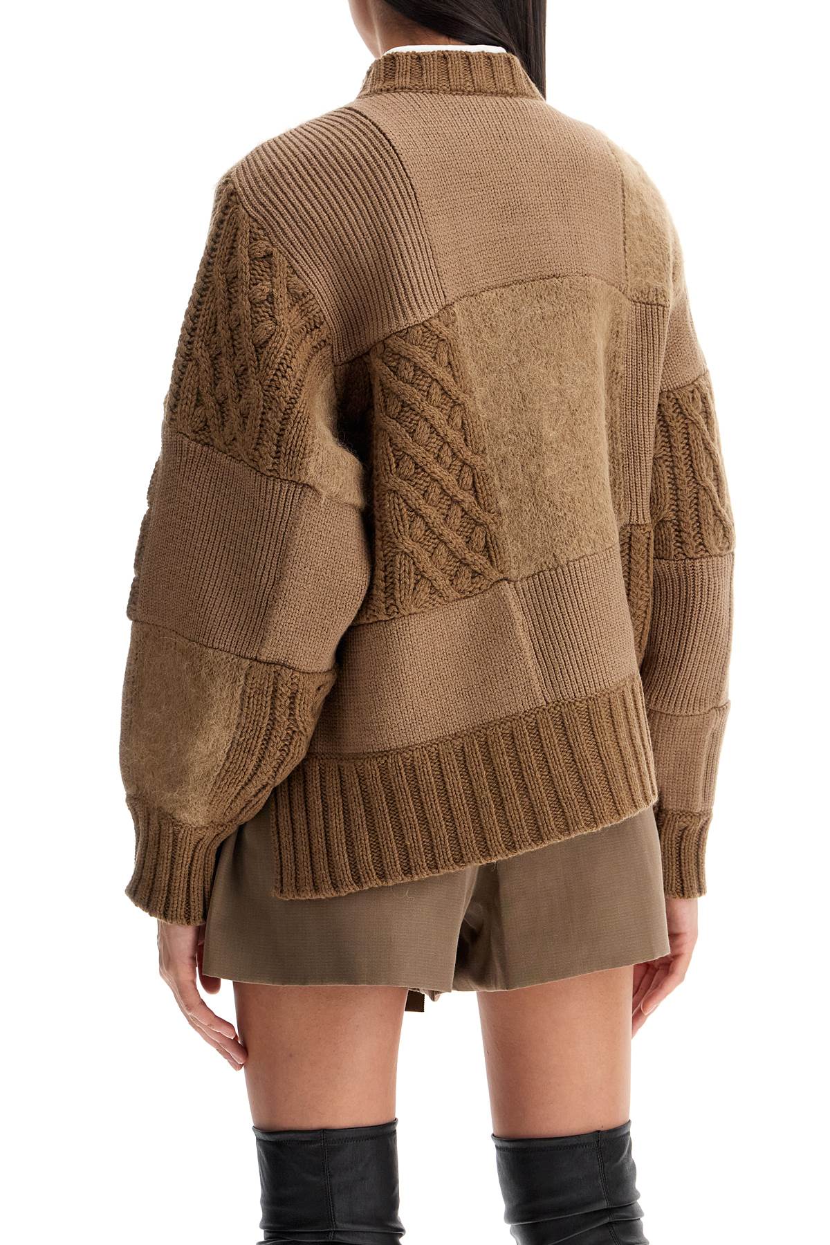 Sacai Patchwork Zip-Up Sweater