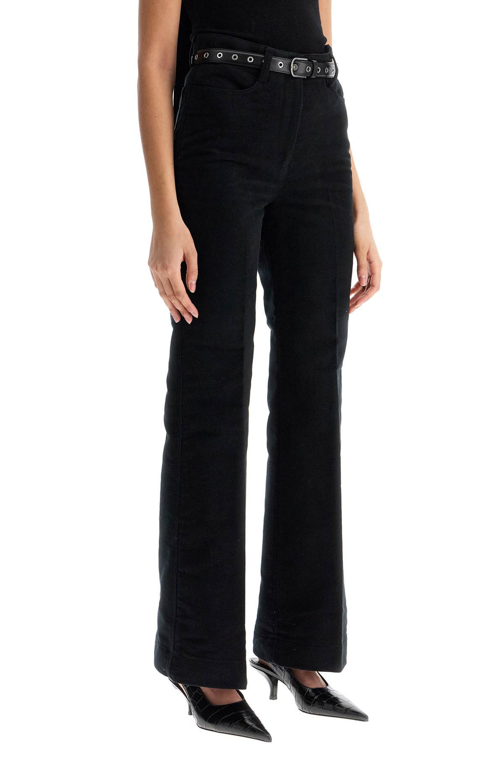 Toteme High-Waisted Flared Pants In Black Organic Cotton