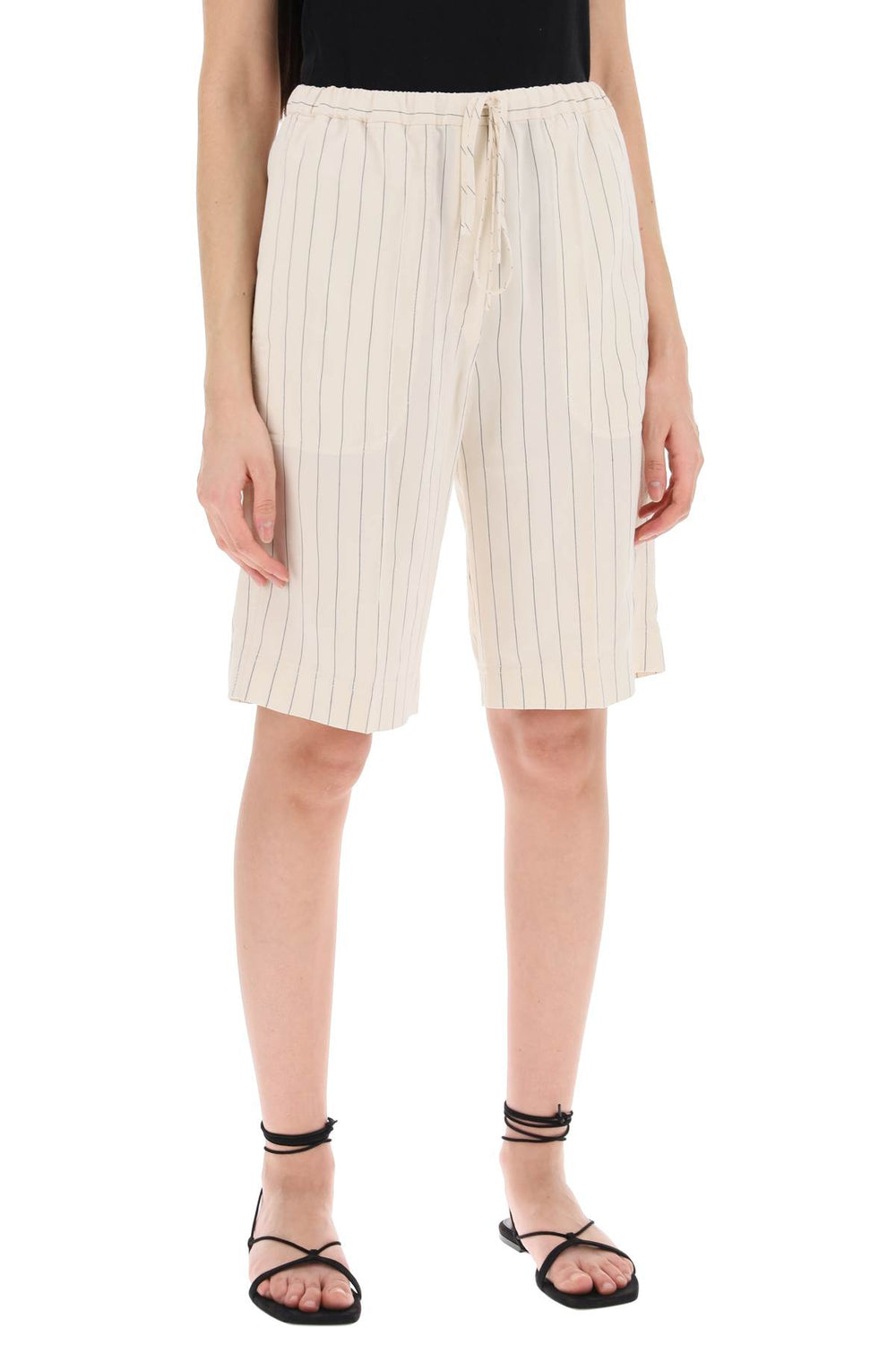 Toteme Striped Viscose And Lyocell Shorts