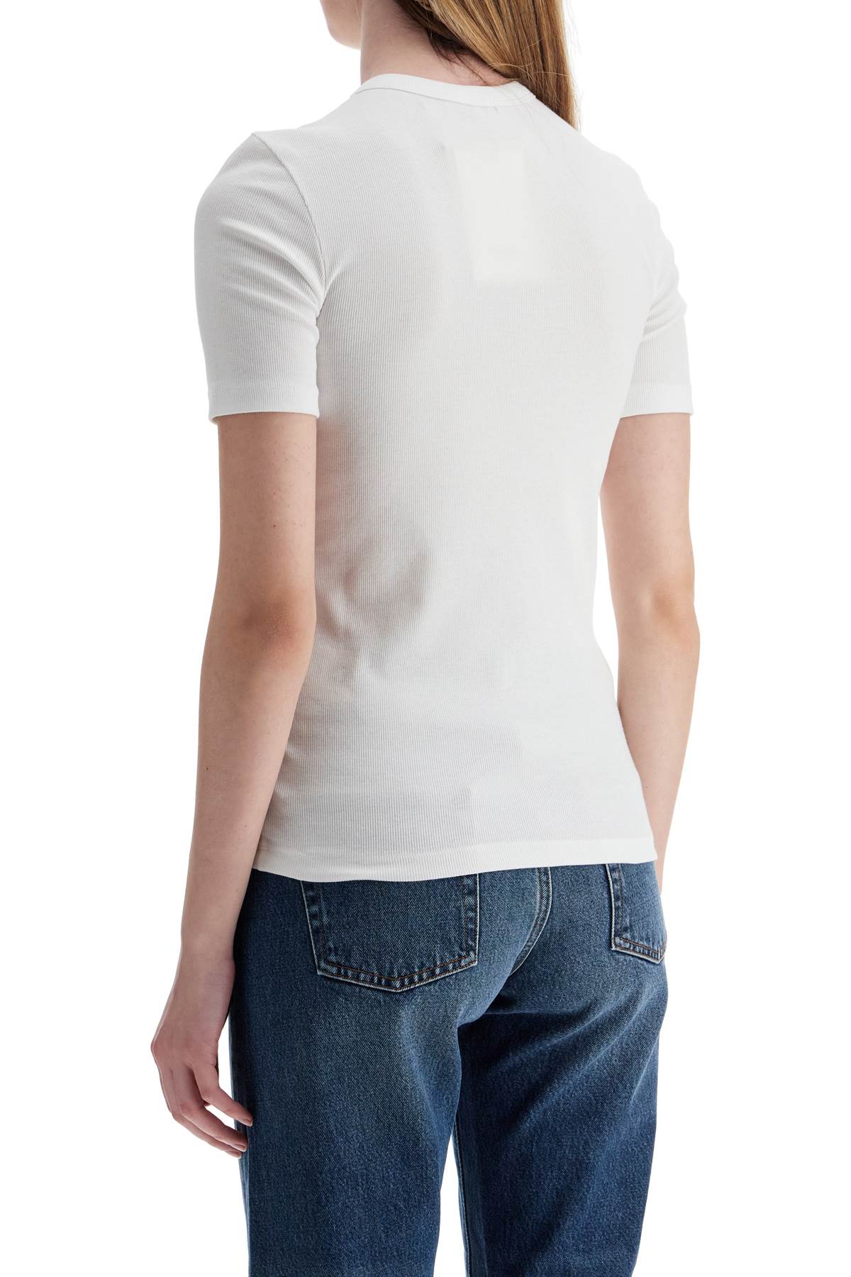 Toteme White Organic Cotton Ribbed Crew Neck T-Shirt