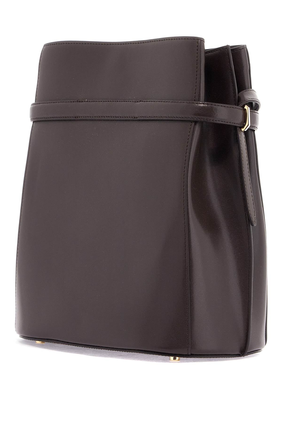 Toteme Dark Brown Calfskin Bucket Bag With Adjustable Shoulder Strap