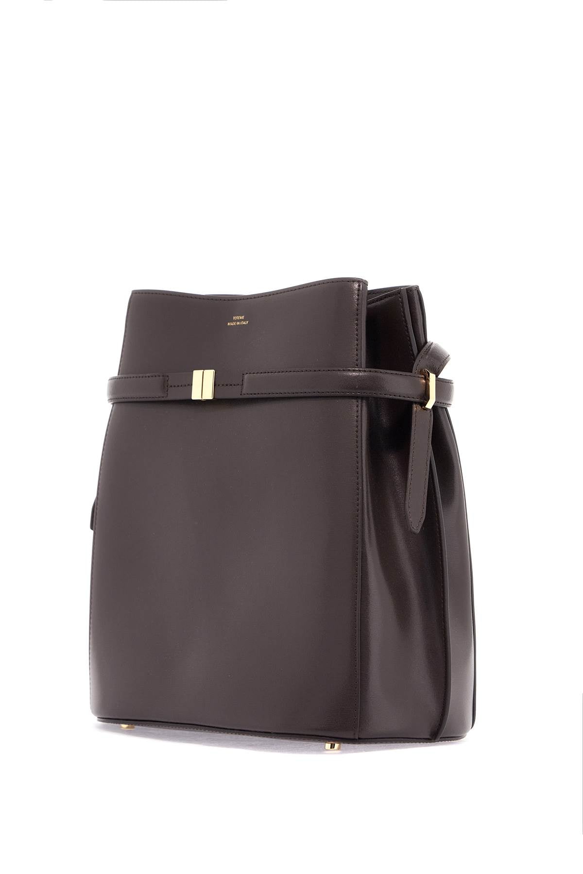 Toteme Dark Brown Calfskin Bucket Bag With Adjustable Shoulder Strap