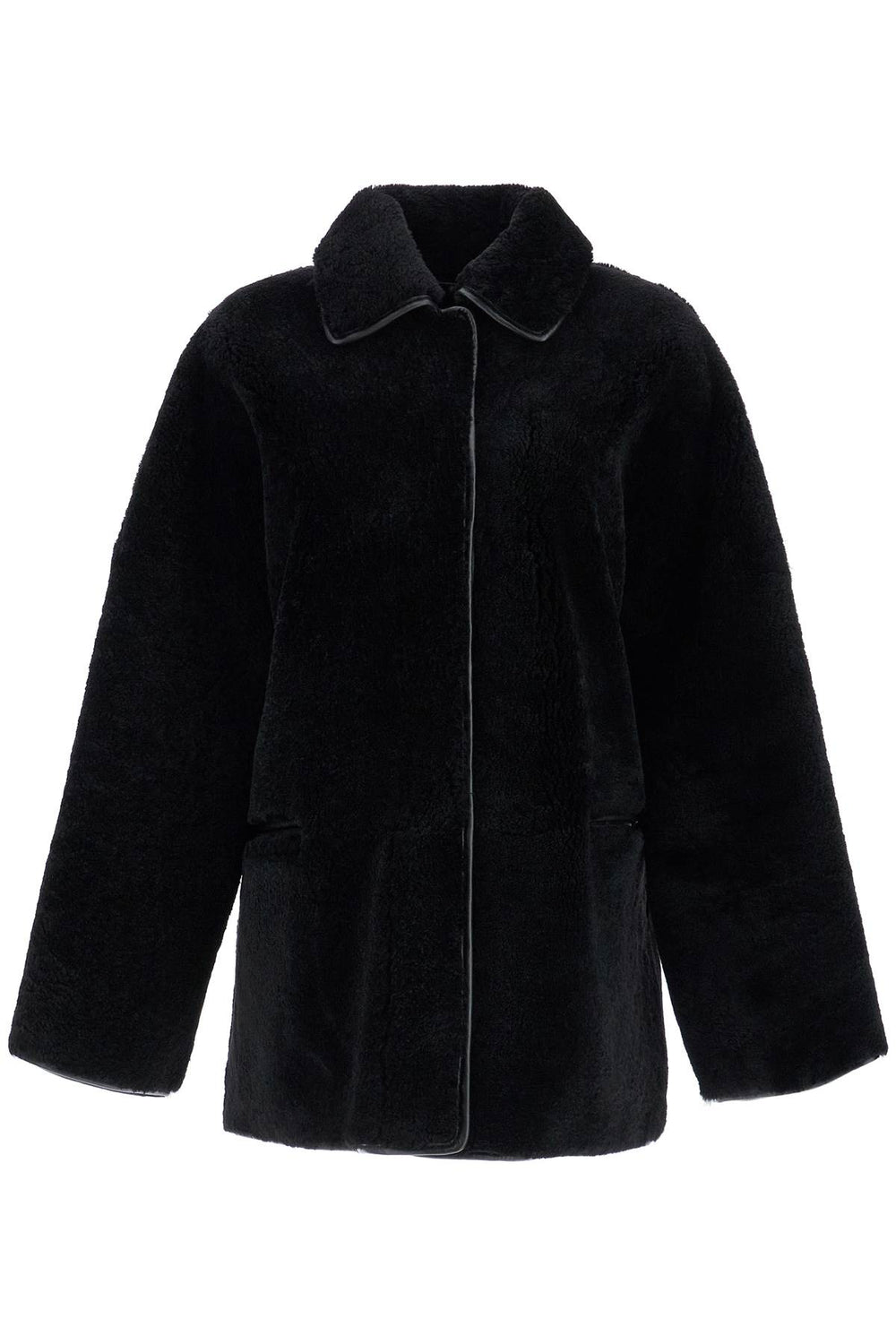 Toteme Black Lambskin Oversized Shirt-jacket