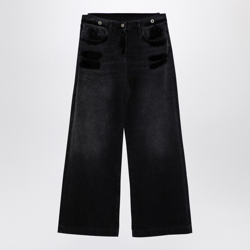 The Attico Wide Black Washed Denim Jeans