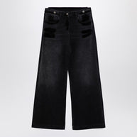 The Attico Wide Black Washed Denim Jeans