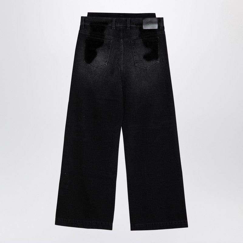 The Attico Wide Black Washed Denim Jeans