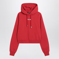 JACQUEMUS Red Hoodie With Logo Patch