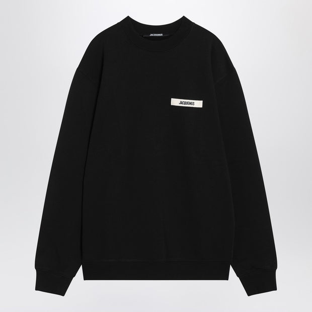 JACQUEMUS Black Crew Neck Cotton Sweatshirt