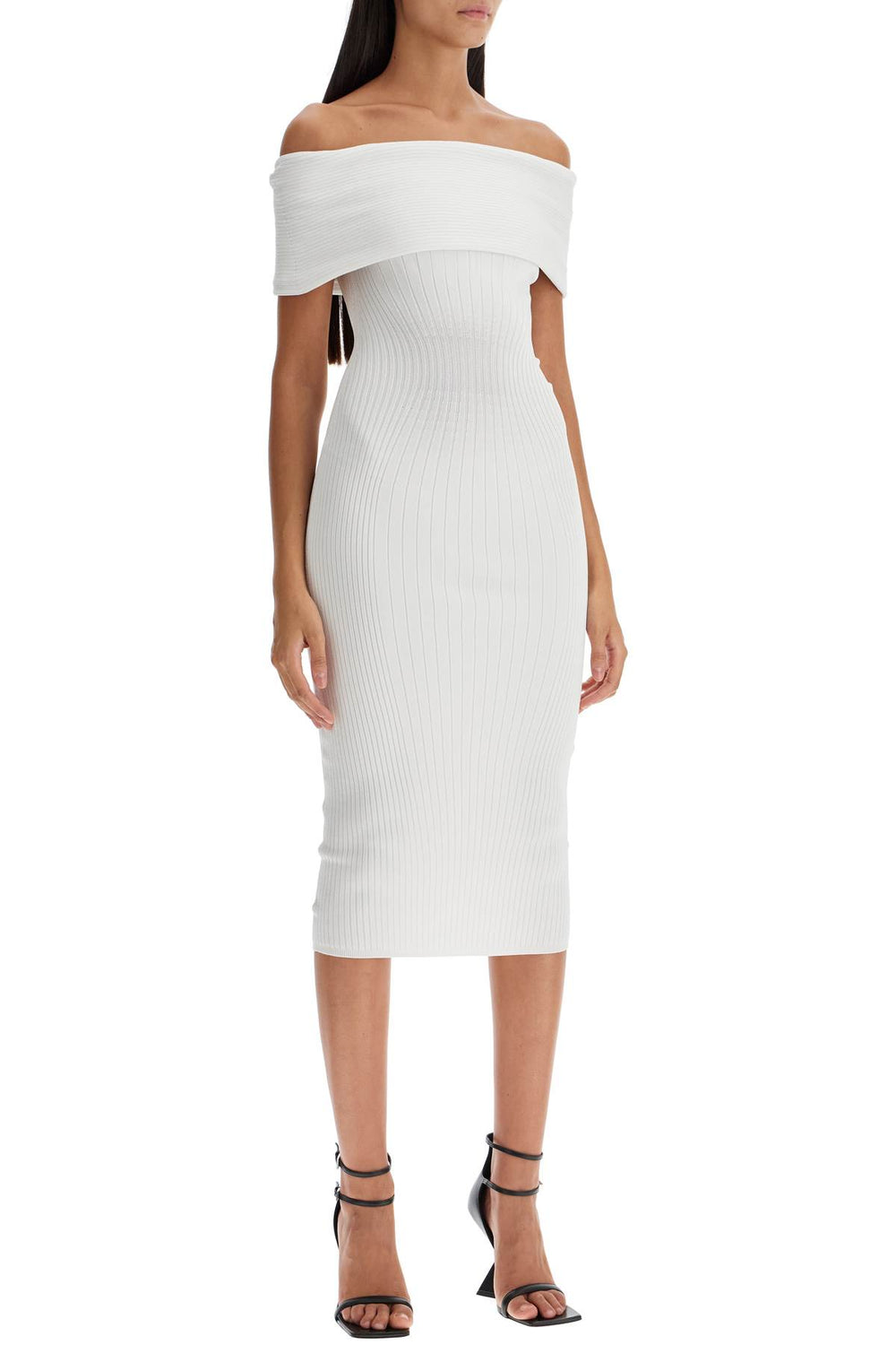 Mugler Off-Shoulder Midi Dress