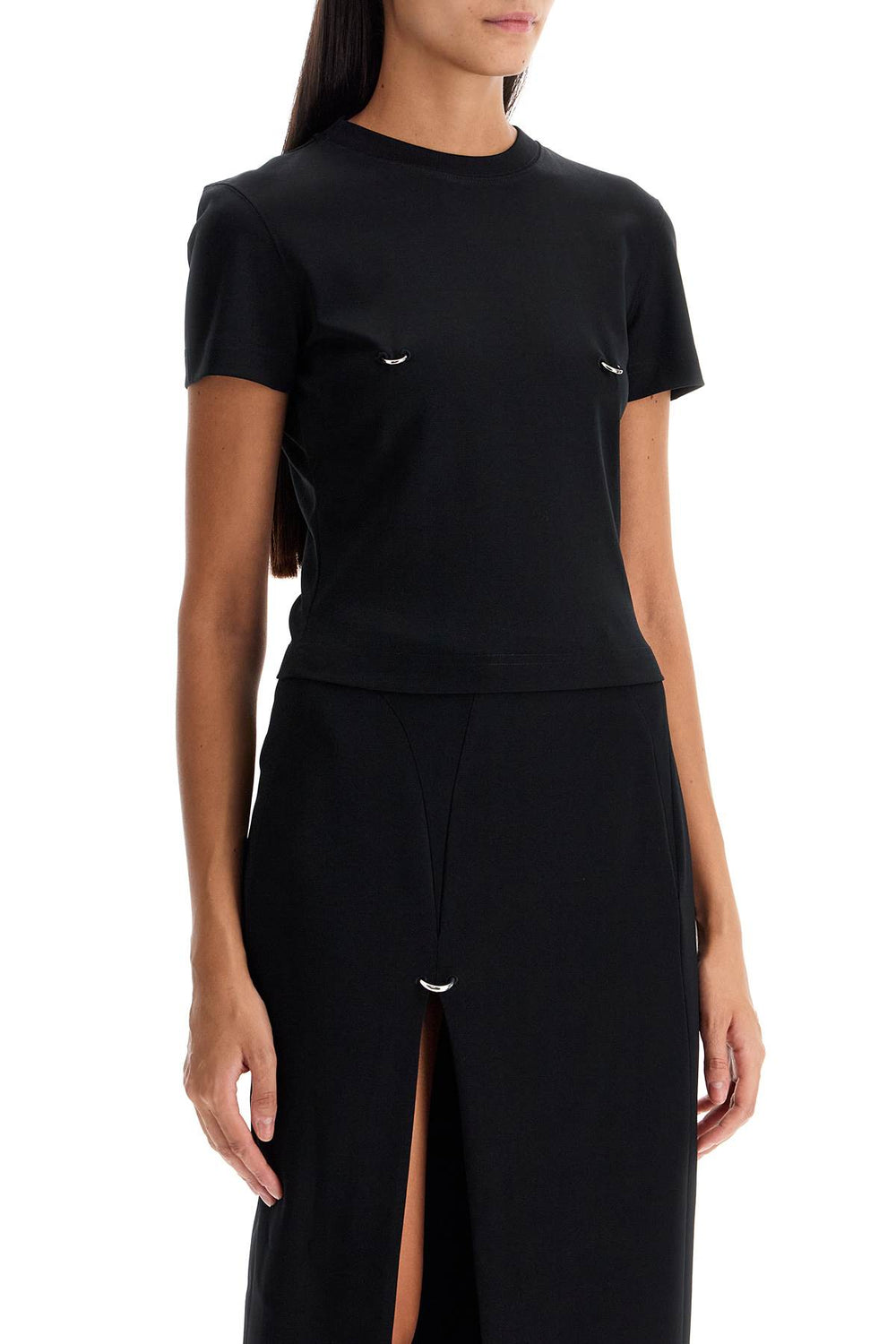 Mugler Cropped T-shirt With Piercing