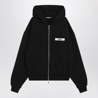 JACQUEMUS Black Cotton Zip-up Hoodie