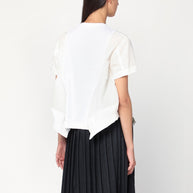 Sacai White Cotton And Nylon T-shirt