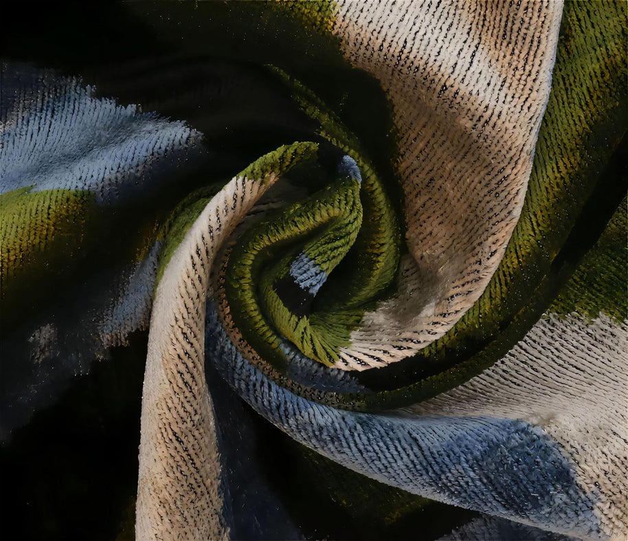 Handmade Retro Geometric Silk Velvet Throw Pillow - 16x24, Green And Blue With Down Feather Insert