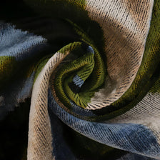 Handmade Retro Geometric Silk Velvet Throw Pillow - 16x24, Green And Blue With Down Feather Insert