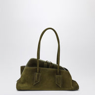 The Attico La Passeggiata Small Bag In Khaki Green Suede