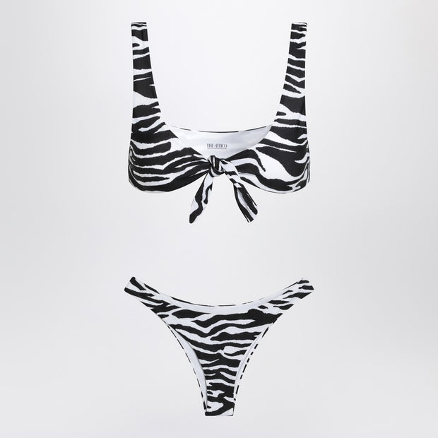 The Attico Two-piece Zebra Bikini In Black/white