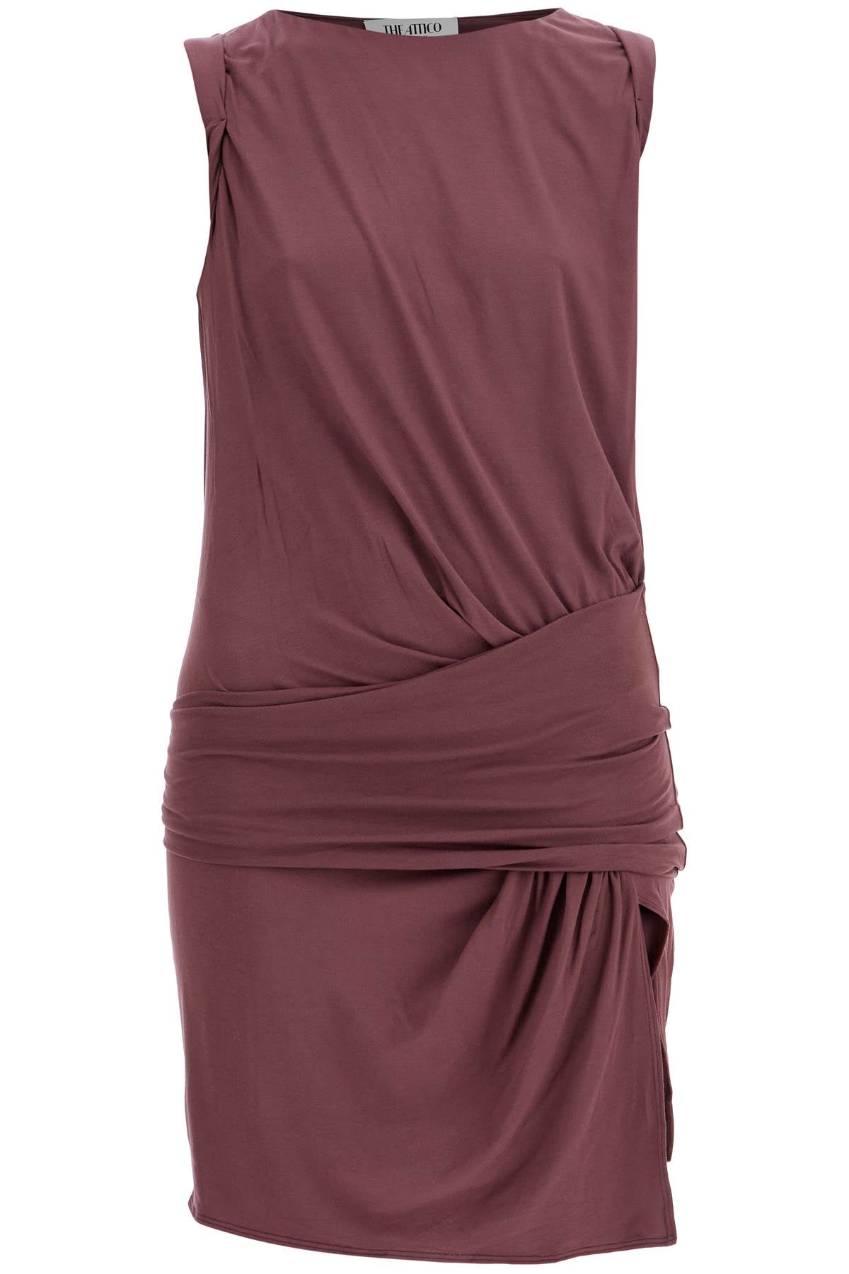 The Attico Mini Dress In Dark Mauve Viscose