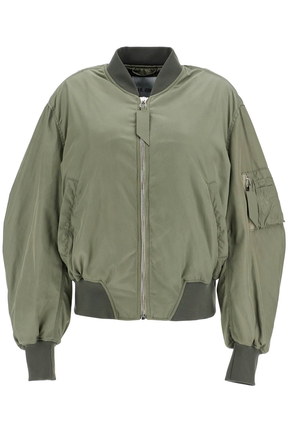 The Attico Oversized Bomber Jacket With Puff Sleeves Military Green