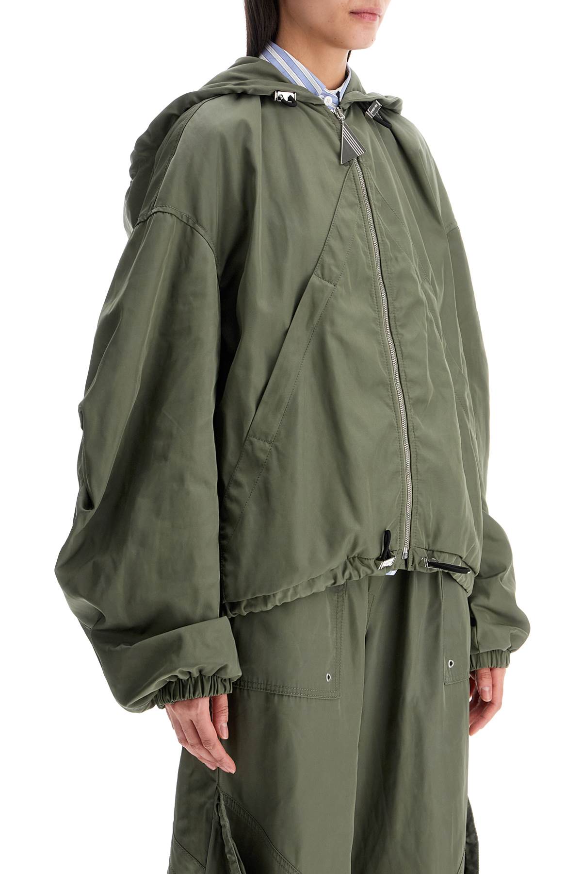 The Attico Bomber Jacket With Adjustable Hood, Military Green