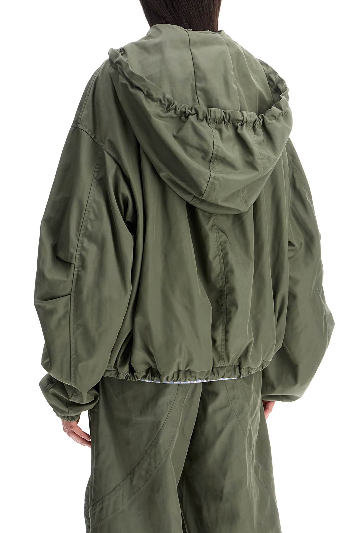 The Attico Bomber Jacket With Adjustable Hood, Military Green