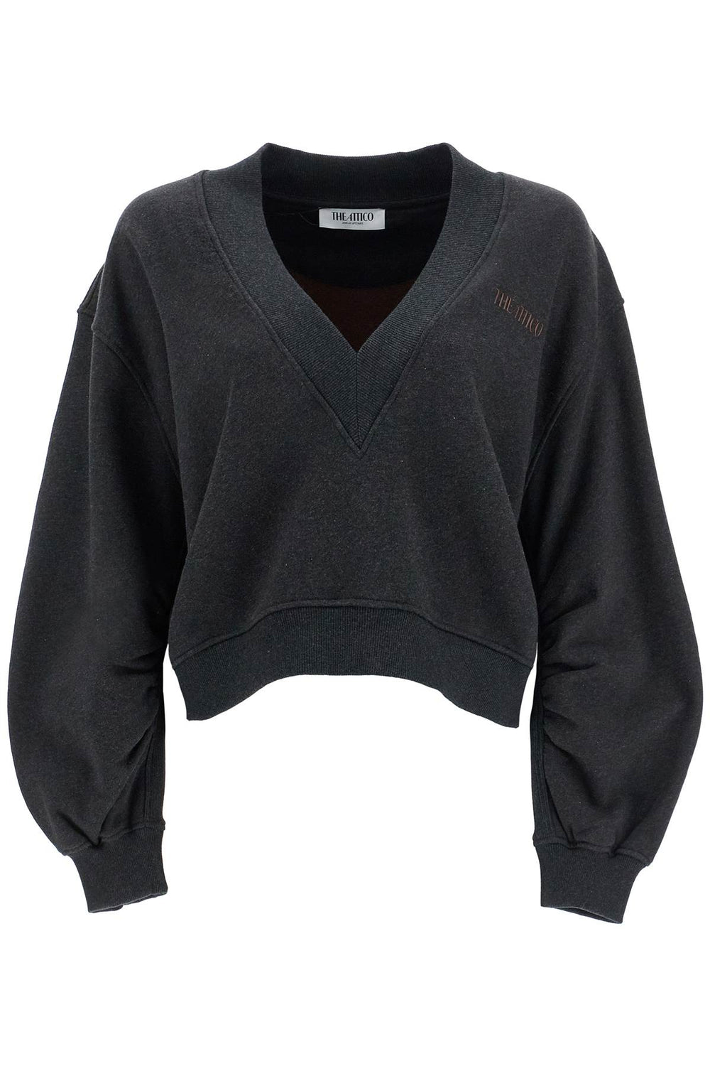 The Attico Oversized Sweatshirt With Deep V-neck In Gradient Black