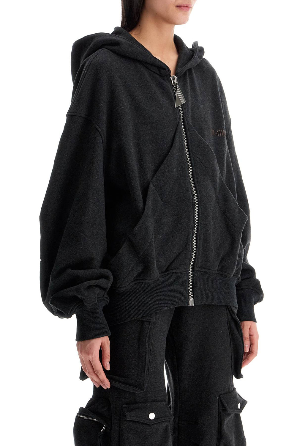 The Attico Oversized Black Gradient Zip Hoodie