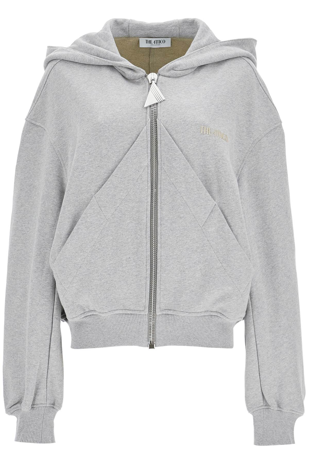 The Attico Gray/beige Melange Loose Hoodie With Zip