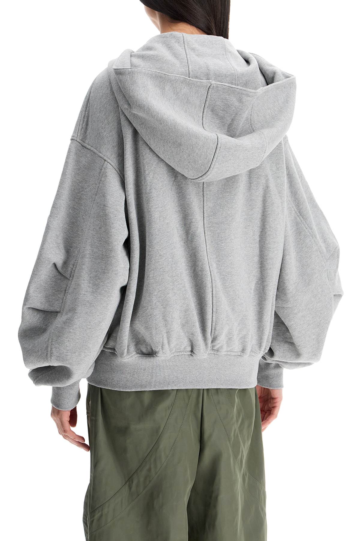 The Attico Gray/beige Melange Loose Hoodie With Zip