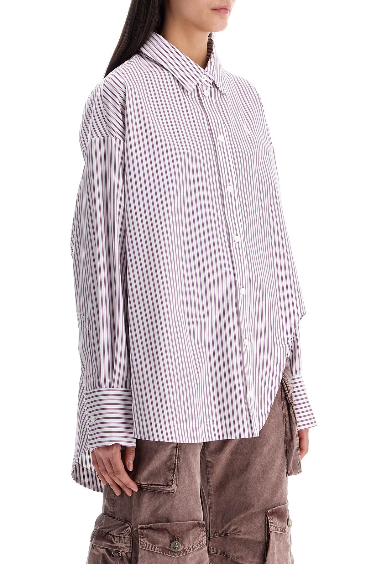 The Attico White And Purple Striped Oversized Shirt