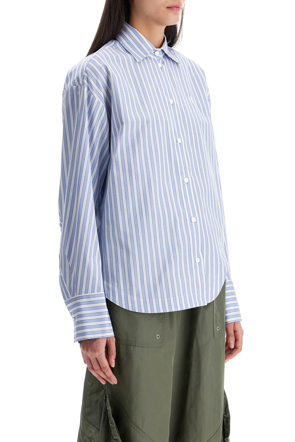 The Attico Blue And White Striped Oversized Cotton Shirt