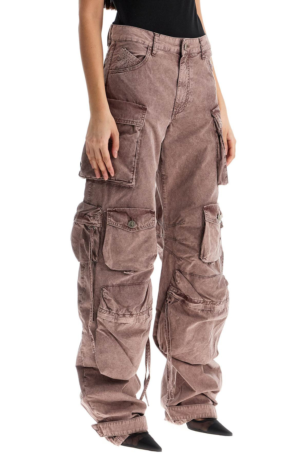 The Attico High-waisted Wide-leg Cargo Pants Washed Mauve